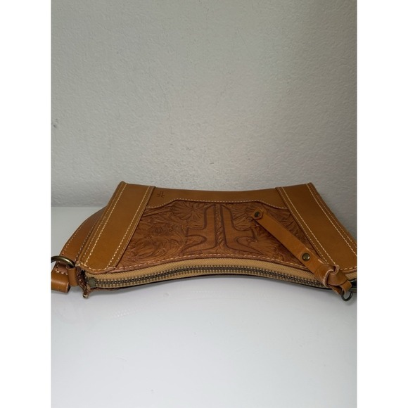 Frye Melissa Artisan Zip Crossbody Sunflower Bag Tooled Brown Western Boho NWOT - Picture 9 of 16